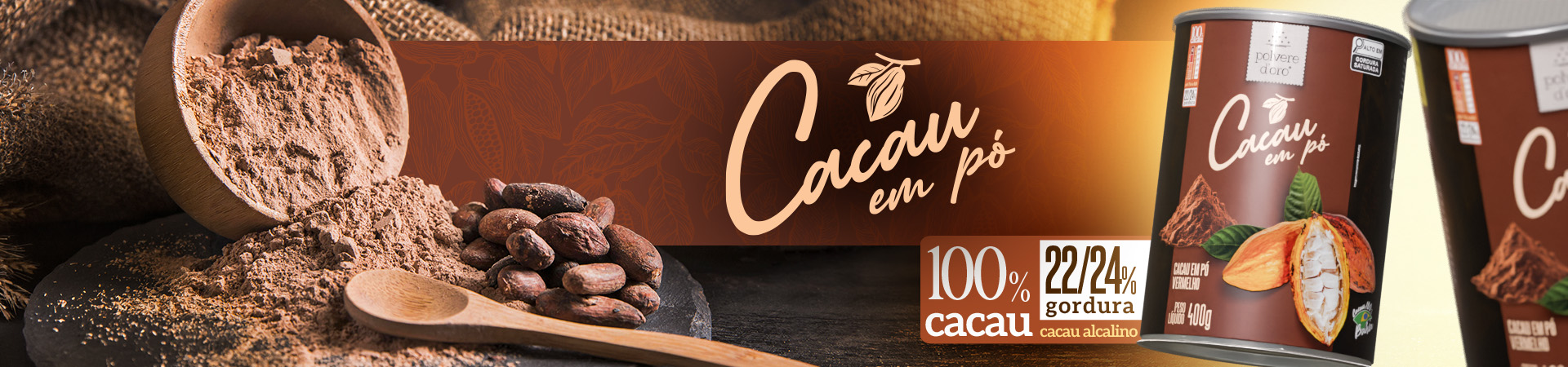 banner cacau alcalino 2224% polvere doro